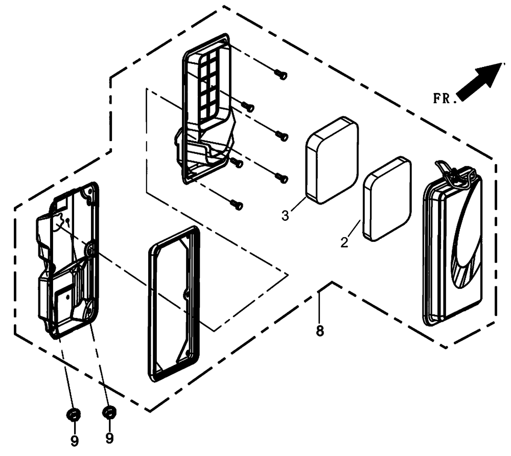 Air Cleaner Diagram and Parts List for 0059395 (7008470E - 7479864E)(2016) Generac Generator