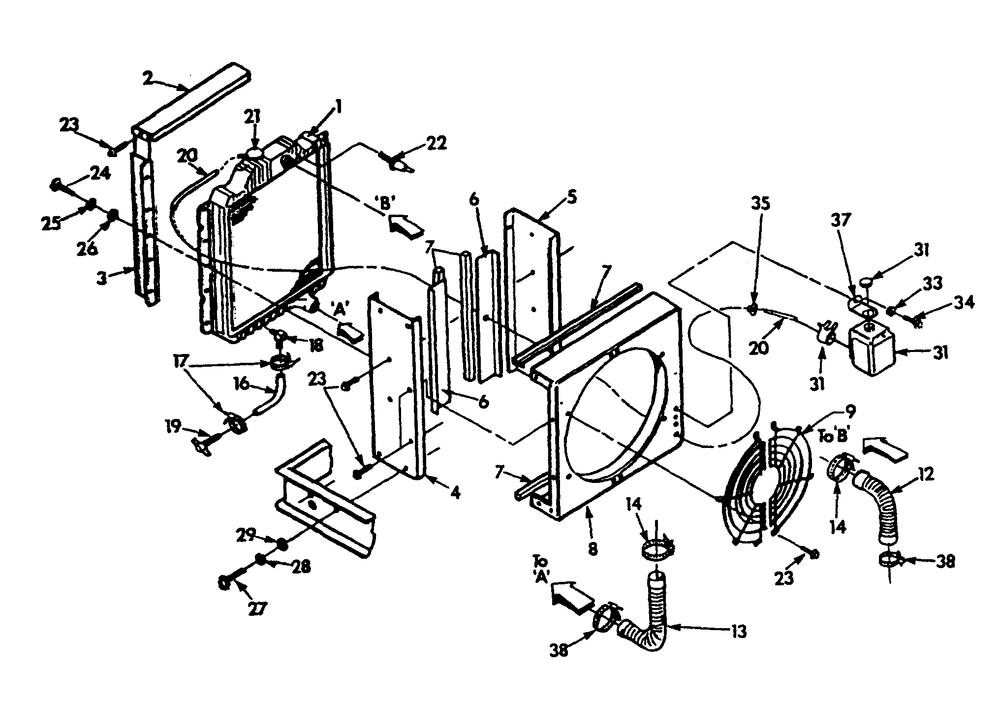 Radiator Diagram and Parts List for 9303-7  Generac Generator