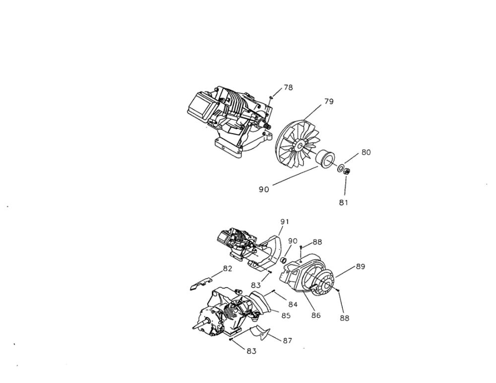 Recoil Starter And Flywheel Diagram and Parts List for EHC00955  Generac Engine