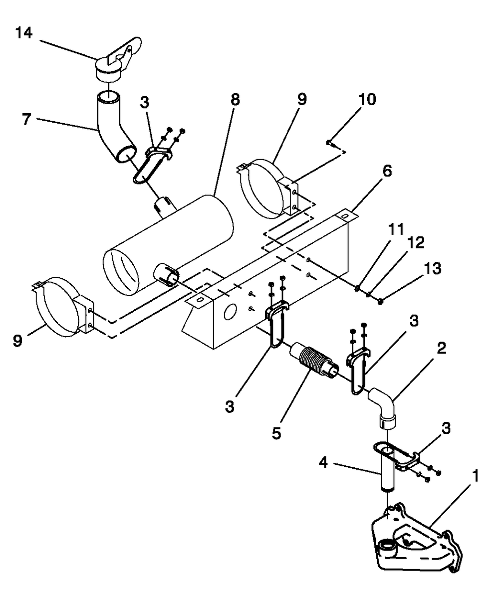 Ev Muffler 1.5l Diagram and Parts List for 0041260 (3167756 - 3214478)(2014) Generac Generator