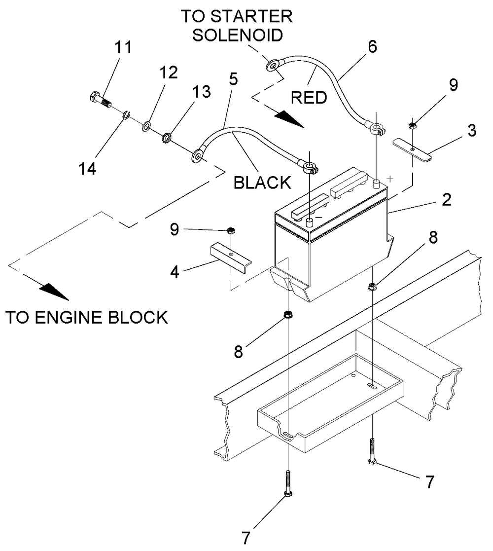 Battery Diagram and Parts List for 0047490 (3650293 - 3651545)(2002) Generac Generator