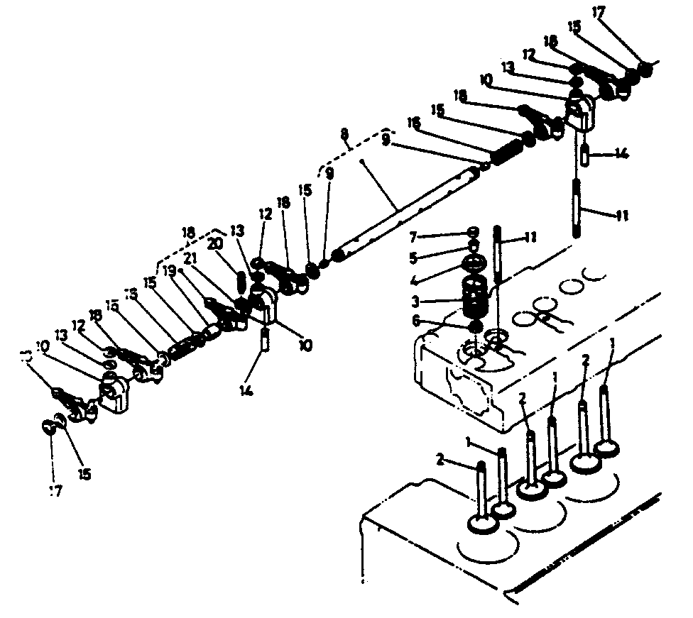 Valve, Rocker Arm Group Diagram and Parts List for 1011-C  Generac Welder
