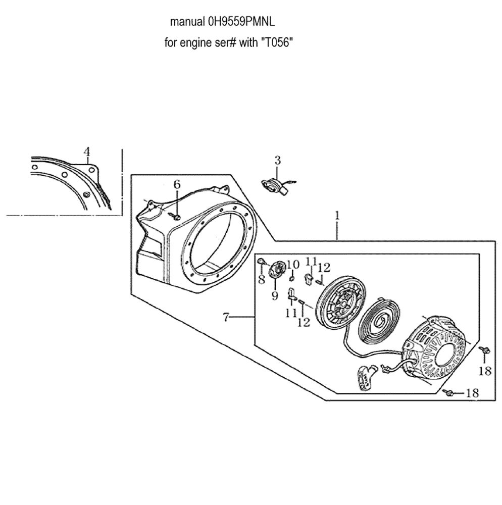 Starter 1 Diagram and Parts List for 006022-0  Generac Pressure Washer