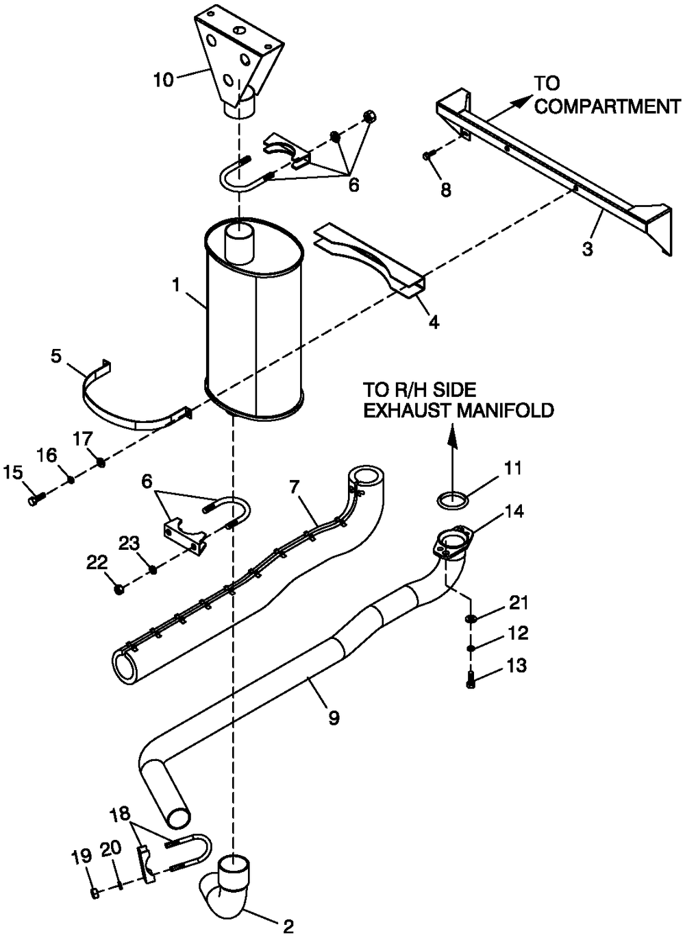 Muffler Exhaust 2.4l 45kw C2 Diagram and Parts List for QT03524ANAN (4369500 - 4407182)(2006) Generac Generator