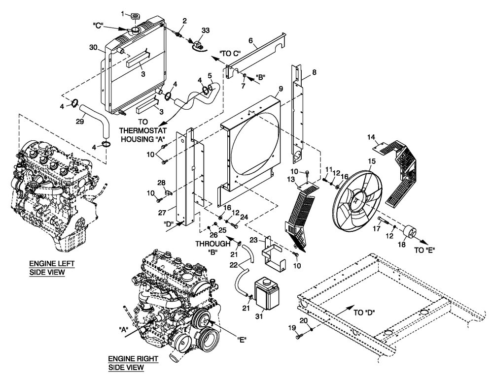 Cooling System 2.4l C1 Diagram and Parts List for QT02724ANAN (5041854 - 5046648)(2008) Generac Generator