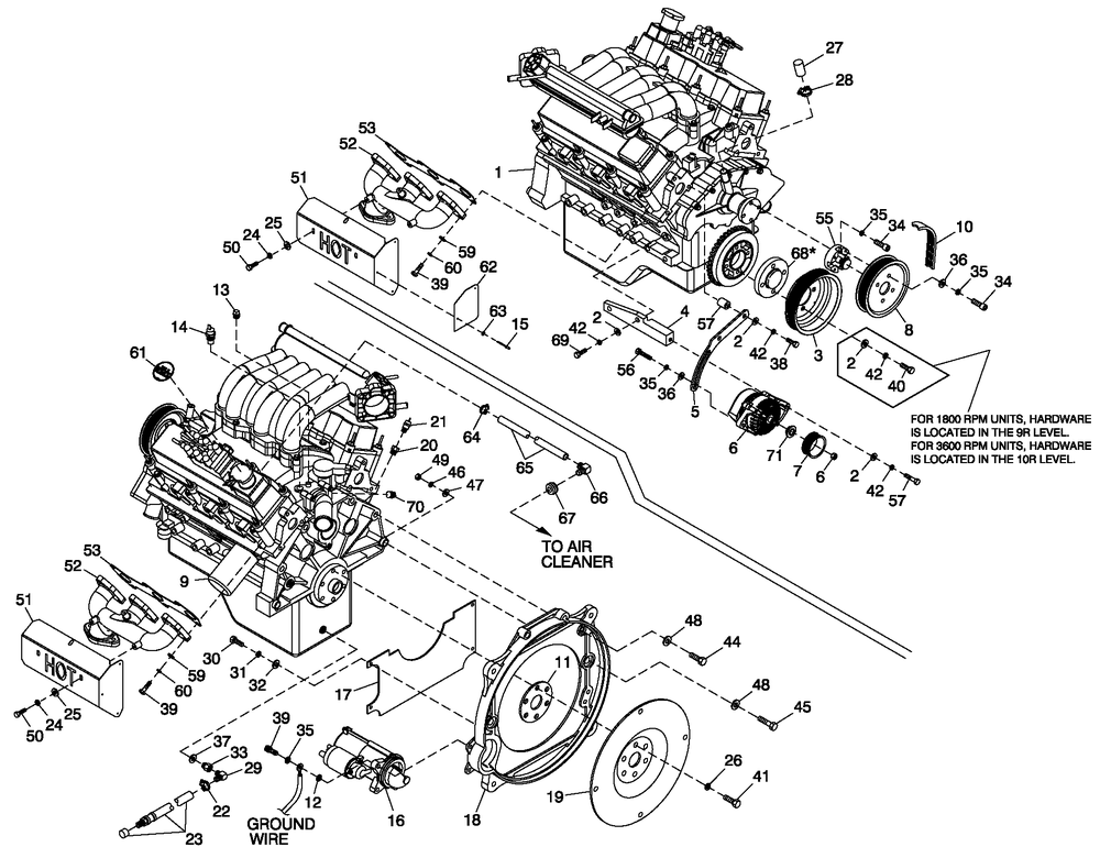 Engine Comon Parts 3.0l Ford Cpl Diagram and Parts List for QT05030AVSN (4137868 - 4202779)(2005) Generac Generator