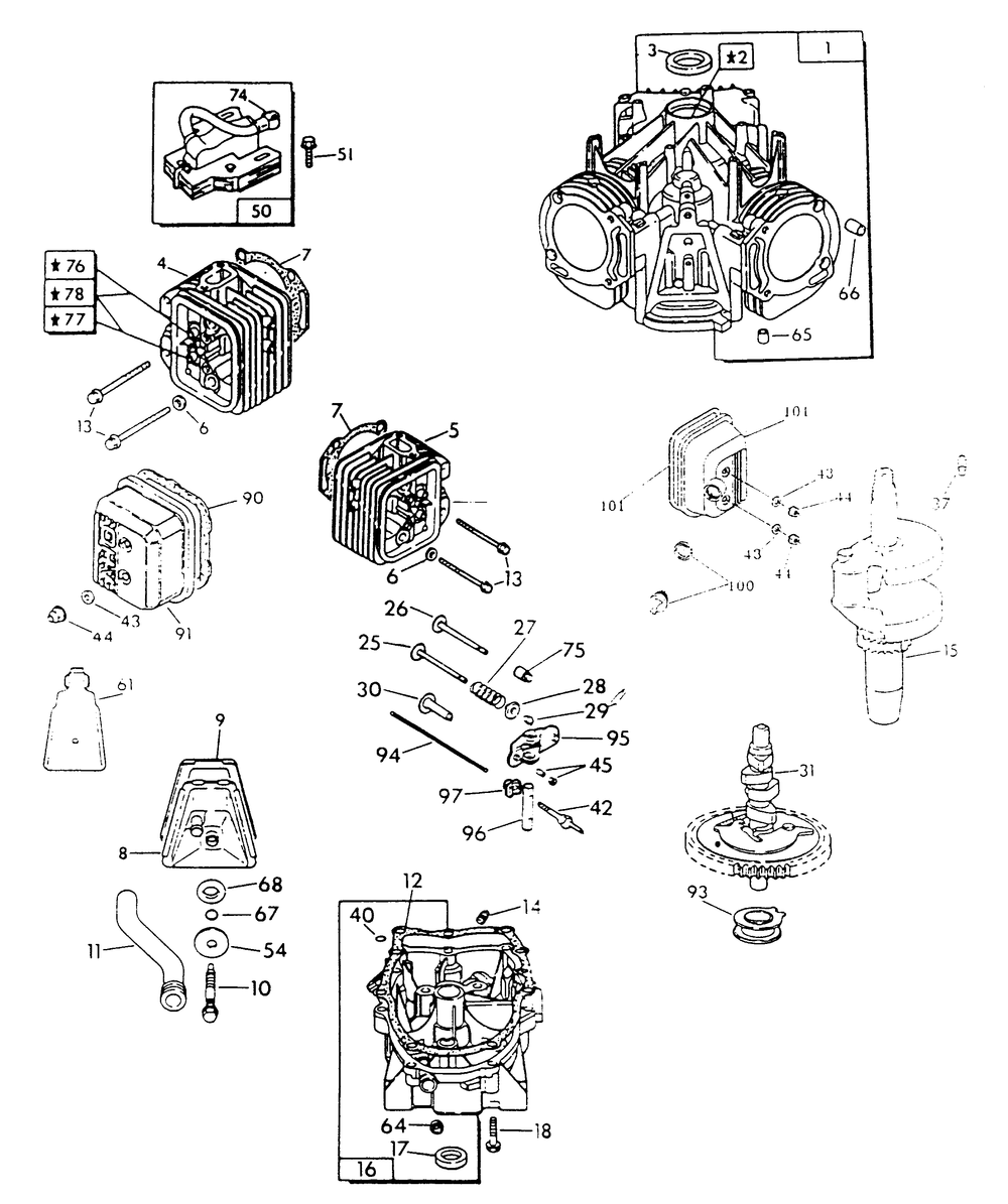 Gn-480 Engine (Part 2) Diagram and Parts List for 9843-0  Generac Generator