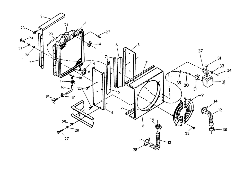 Radiator Diagram and Parts List for 9301-3  Generac Generator