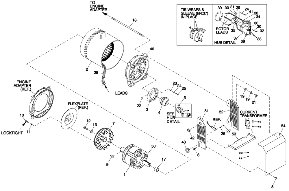 Cpl Alternator Brushless 70kw 4-Pole Diagram and Parts List for ET07068KNSN (6062090 - 6101378)(2010) Generac Generator