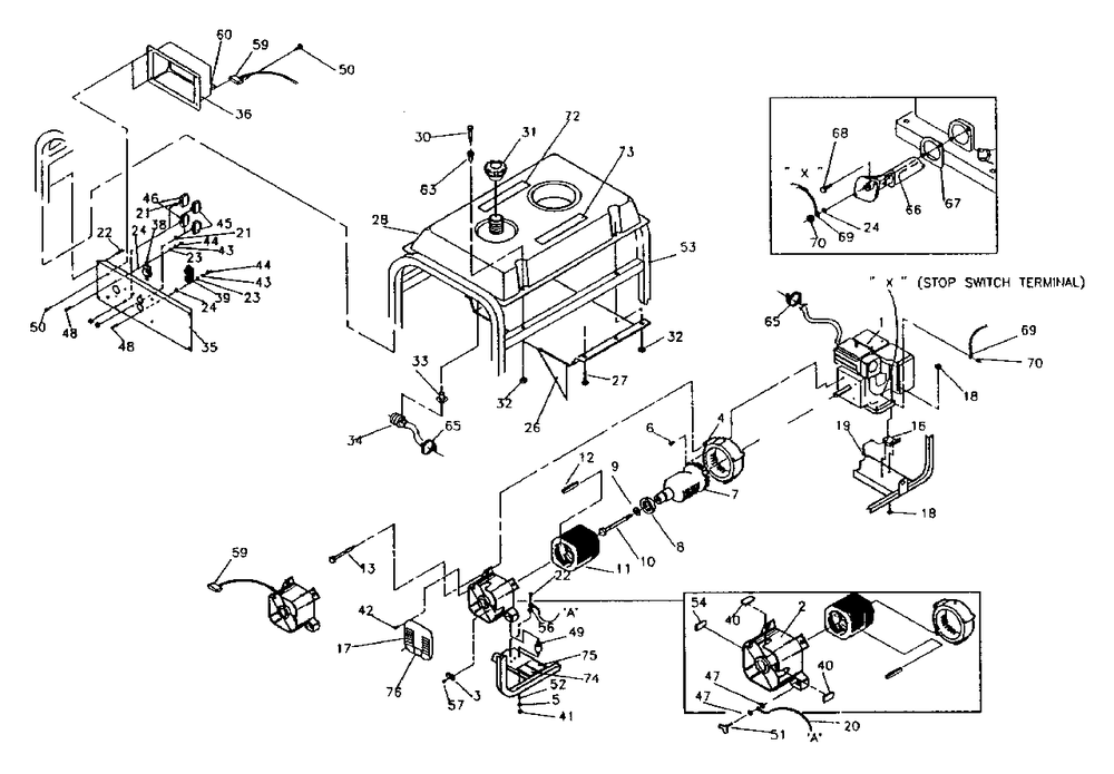 Generator Diagram and Parts List for SVP4200 (9883-0)(9883-0) Generac Generator