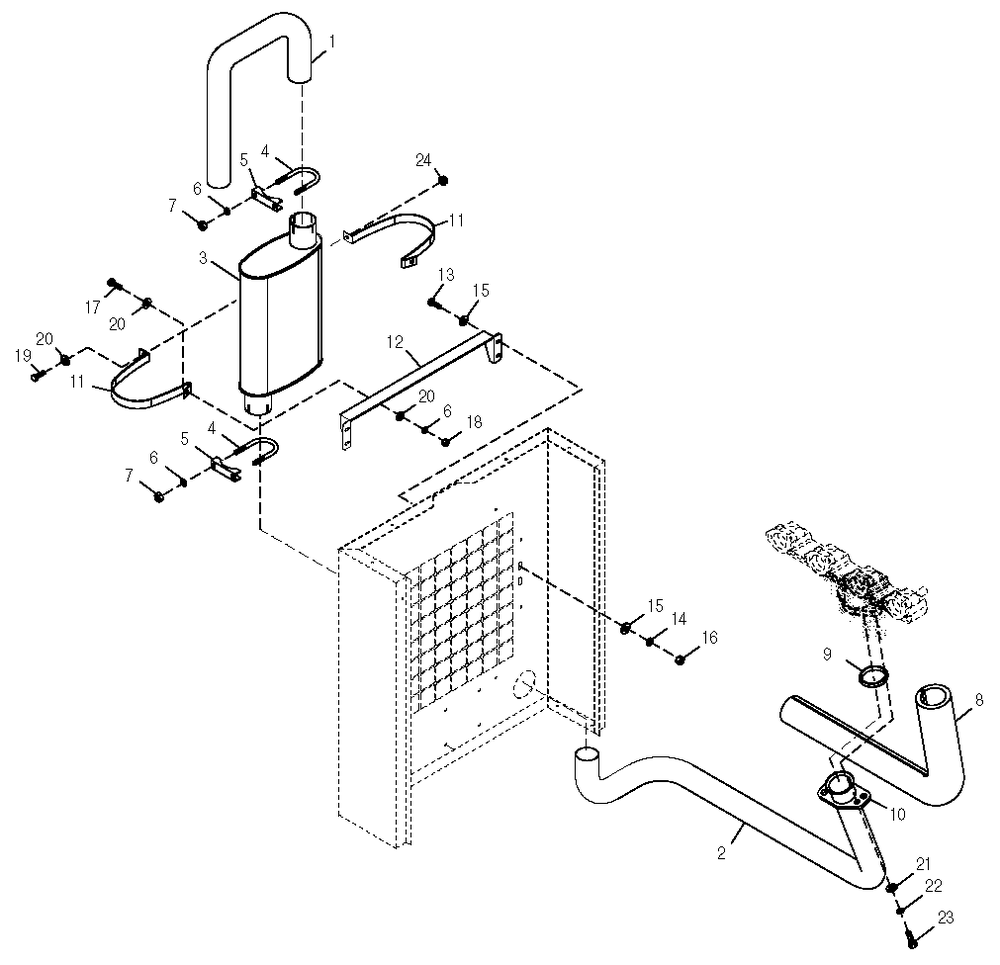 Muffler Diagram and Parts List for 0051050 (0505V01172 - 3105V03296)(2005) Generac Generator