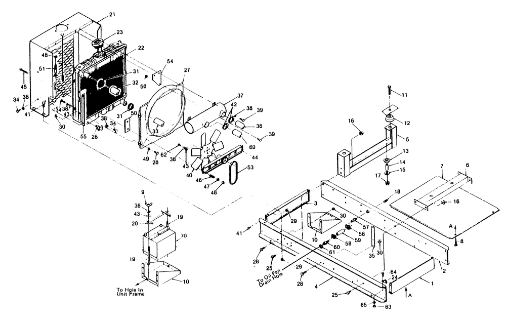 Mounting Base Diagram and Parts List for 6973-1  Generac Welder