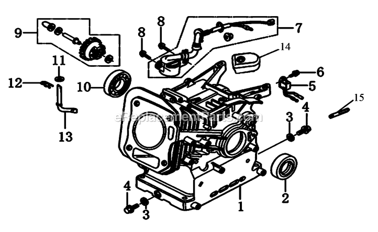 Crankcase Diagram and Parts List for 006412R0 (8107383)(2015) Generac Generator