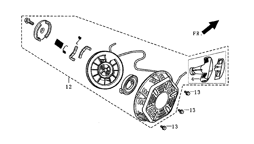 Starter-recoil Diagram and Parts List for 5939-5  Generac Generator