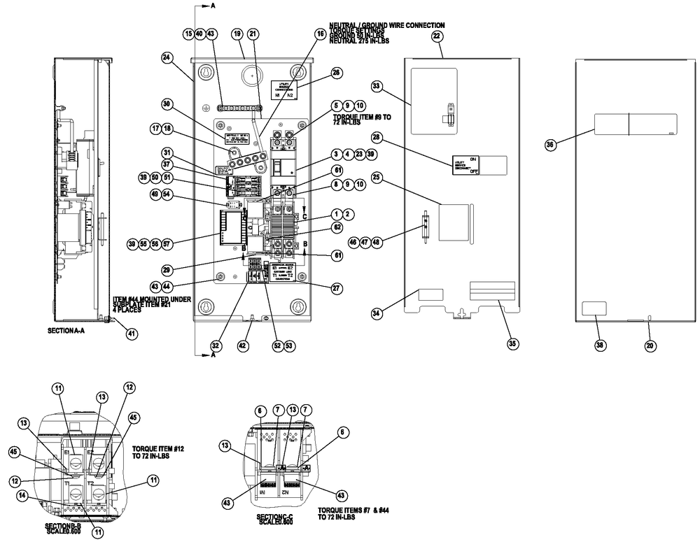 Service Entrance Generator Diagram and Parts List for 0062490 (8690968 - 8844243)(2014) Generac Generator