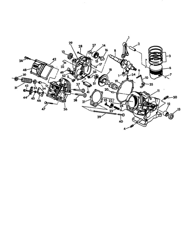 Crankshaft Assembly Diagram and Parts List for EHC009831  Generac Engine