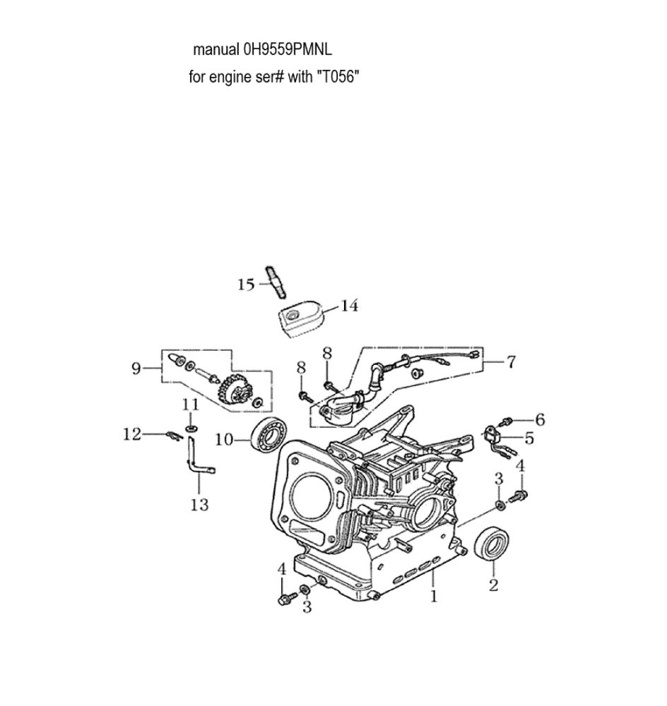 Crankcase 1 Diagram and Parts List for 006022-0  Generac Pressure Washer