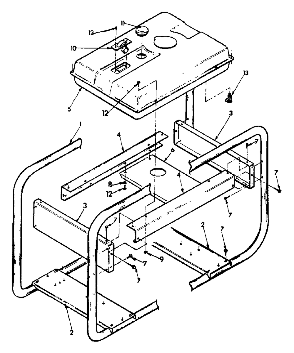 Cradle Assembly No. 77390 Diagram and Parts List for L1400 (9157-0)(9157-0) Generac Generator