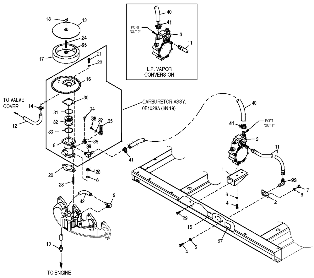 Fuel System Diagram and Parts List for 0051050 (0505V01172 - 3105V03296)(2005) Generac Generator
