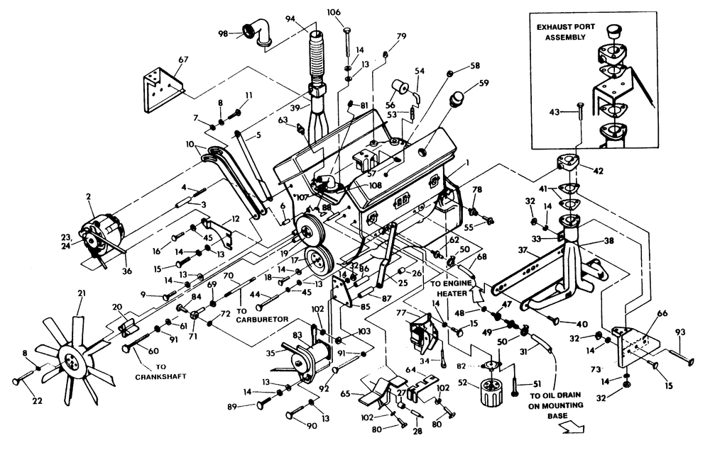 Engine Common Parts 1 Diagram and Parts List for 9303-0  Generac Generator