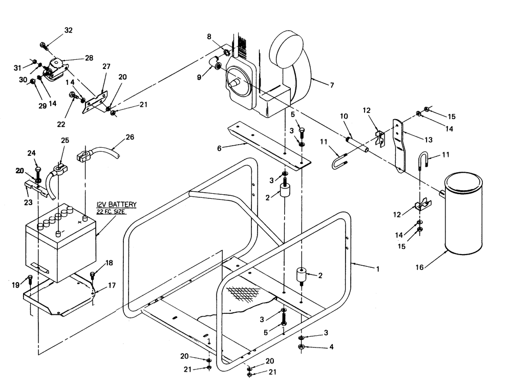 Cradle And Accessories 50430 Diagram and Parts List for 6958-2  Generac Welder