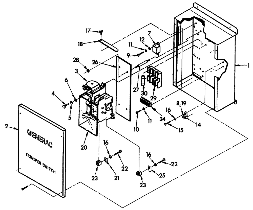 Transfer Switch Diagram and Parts List for 0865-0 8kw Generac Generator