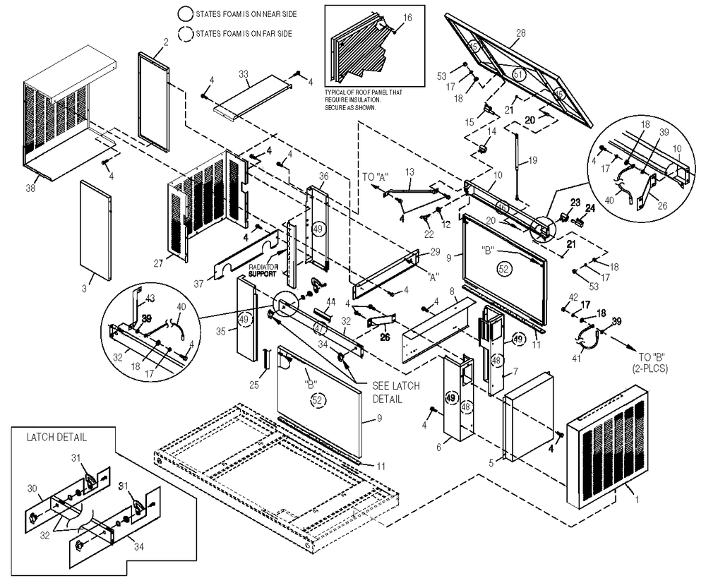 Enclosure Diagram and Parts List for 0051001 (1705V02780 - 3305V03353)(2005) Generac Generator