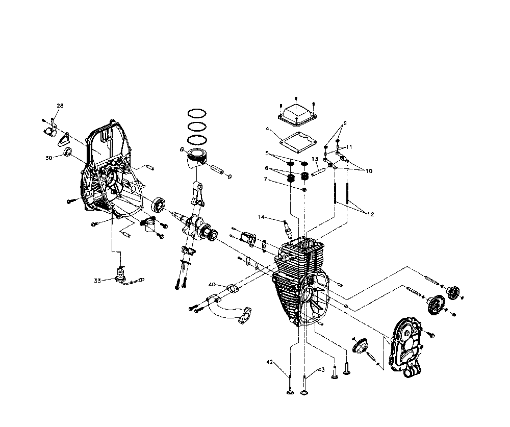 Engine assy Diagram and Parts List for 005793-3  Generac Generator