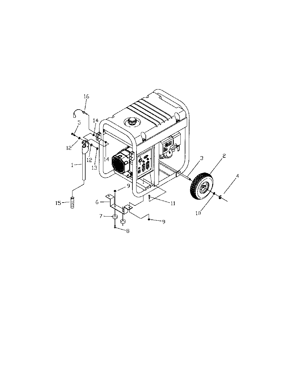 Wheel Kit Diagram and Parts List for 1648-0  Generac Generator