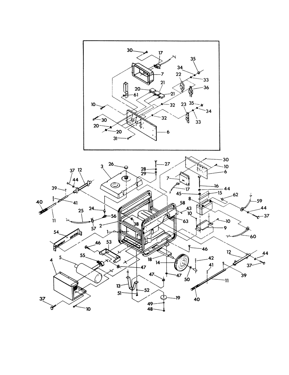 Cradle And Control Panel Diagram and Parts List for 9572-0  Generac Generator
