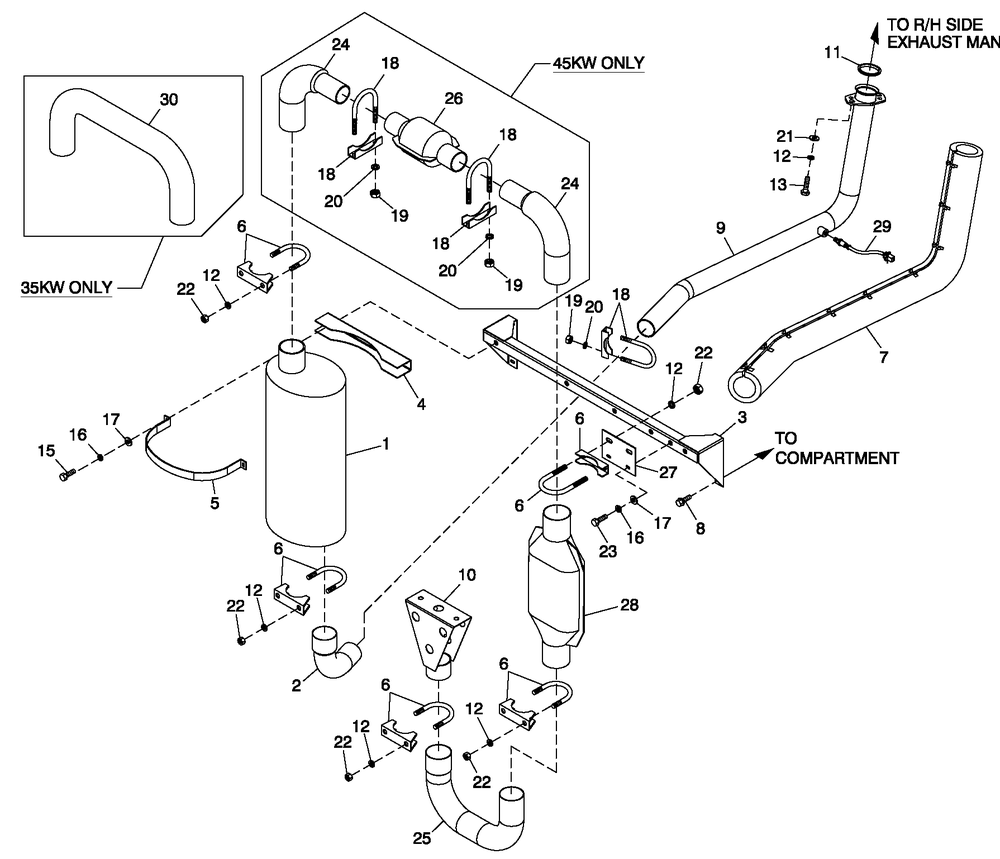 Ev Mflr Exh 2.4l G2 Emissions Diagram and Parts List for 0053400 (4828205 - 4838659)(2007) Generac Generator