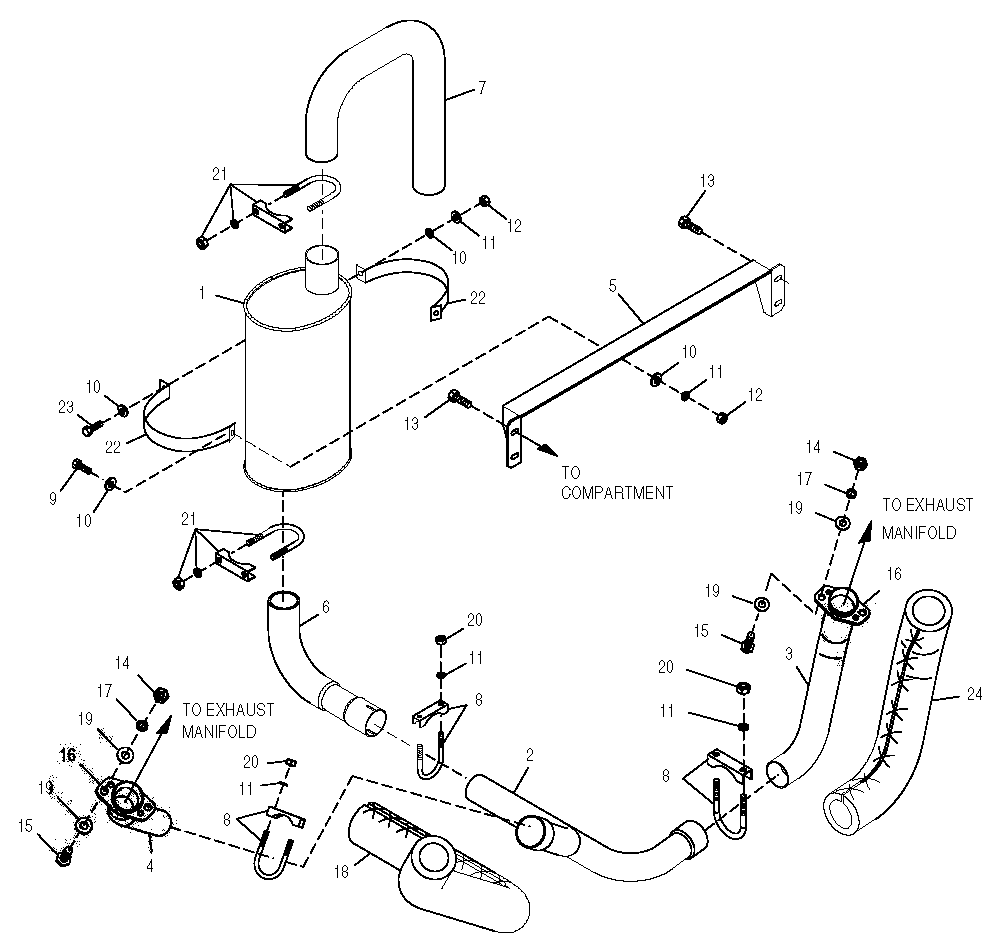 Muffler Diagram and Parts List for 0051060 (0505V01166)(2005) Generac Generator
