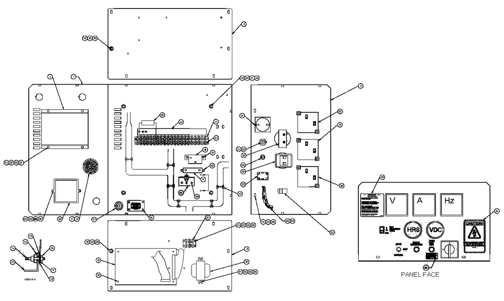Control Panel 4.3l Diagram and Parts List for 0043733 (3705592)(2014) Generac Generator