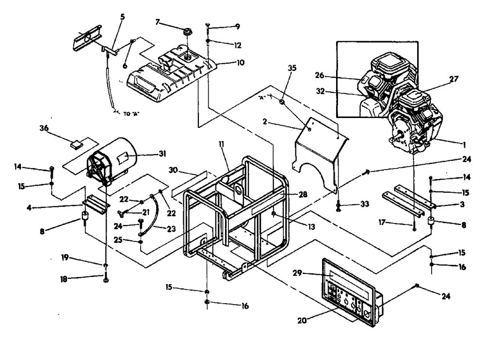 Generator Cradle Diagram and Parts List for MC8000 (9807-0)(9807-0) Generac Generator