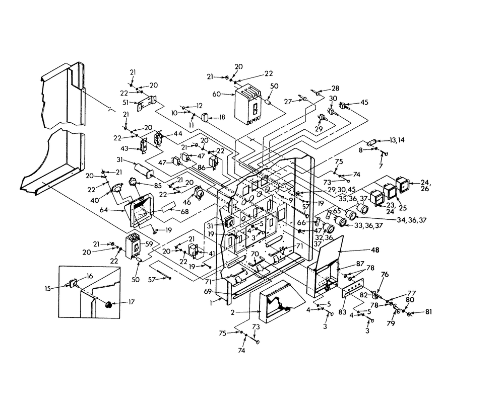 Control Panel (Front) Diagram and Parts List for 9574-0  Generac Generator