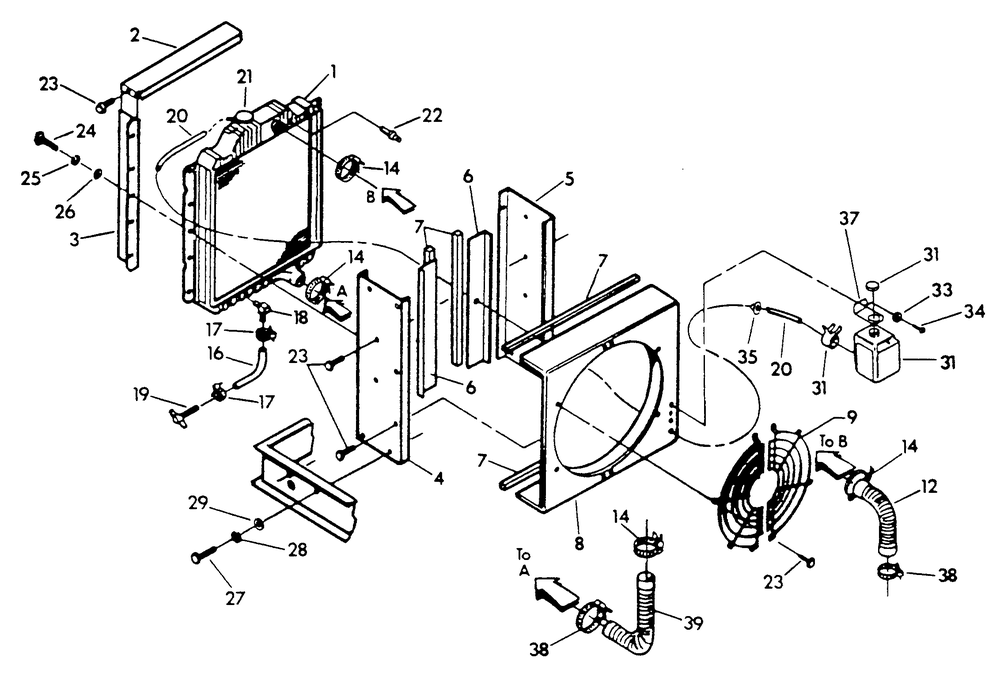 Radiator Diagram and Parts List for 9300-2  Generac Generator