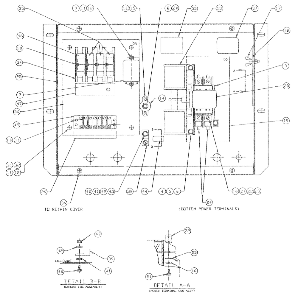 Transfer Switch Diagram and Parts List for 0007570 (3035032)(2014) Generac Generator