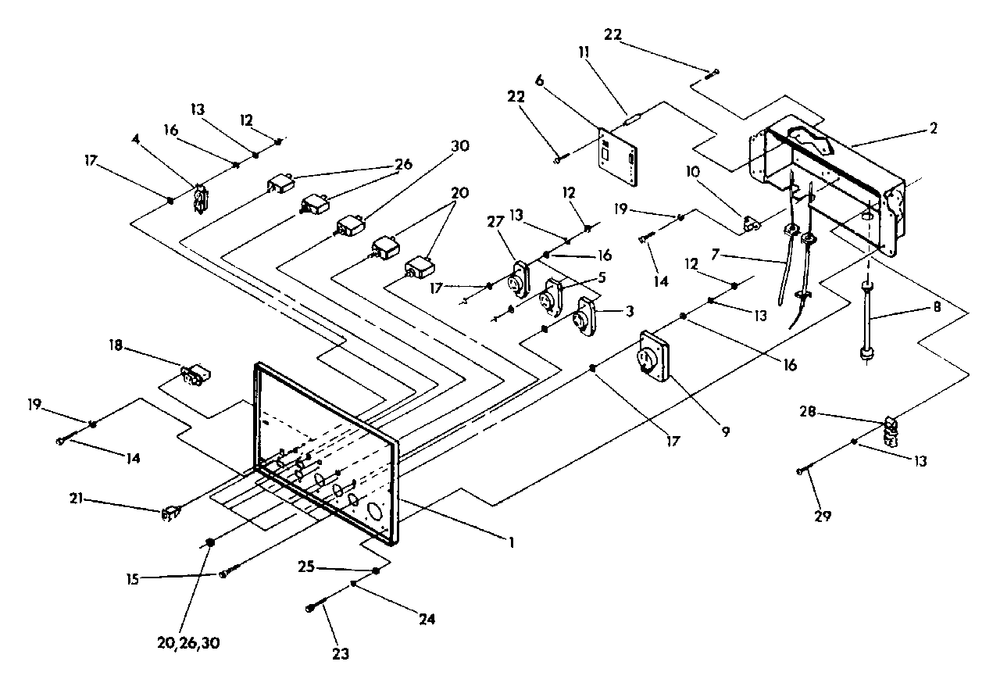 Generator Control Panel Diagram and Parts List for 9886-0 (Rev 0)(1995-12) Generac Generator