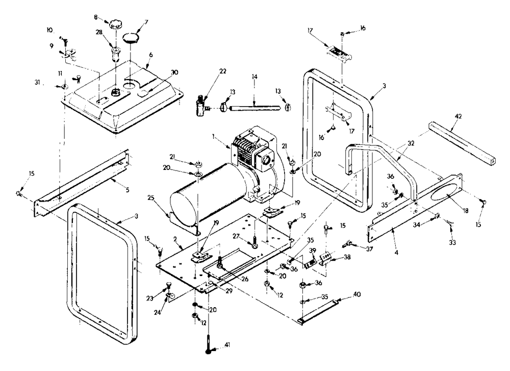 Mounting Base Diagram and Parts List for 4W112 (8923-0)(8923-0) Generac Generator