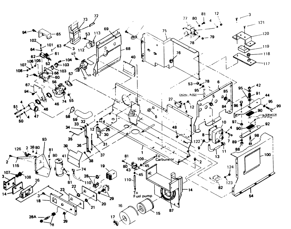 Engine Shrouding Diagram and Parts List for 6247-8  Generac Generator