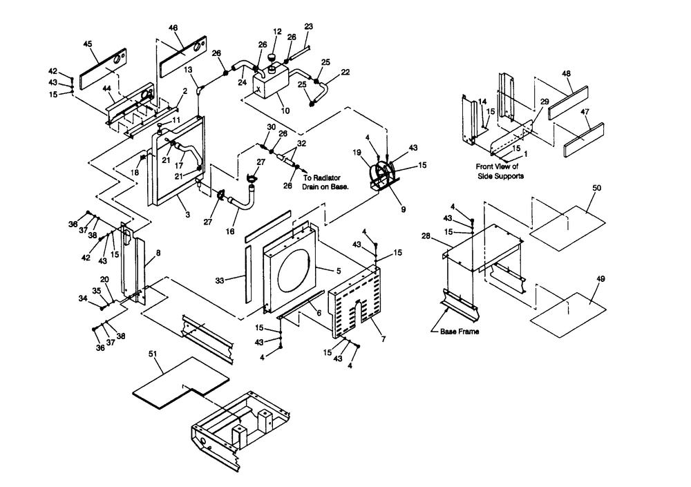 Radiator Assembly Diagram and Parts List for 4060-0  Generac Generator