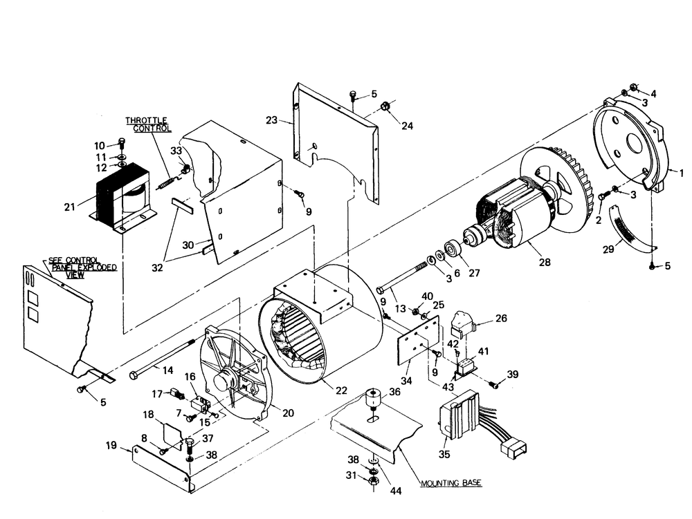 Alternator Assembly Diagram and Parts List for 6958-2  Generac Welder