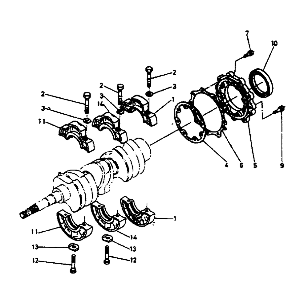 Bearing Case Diagram and Parts List for 1011-C  Generac Welder