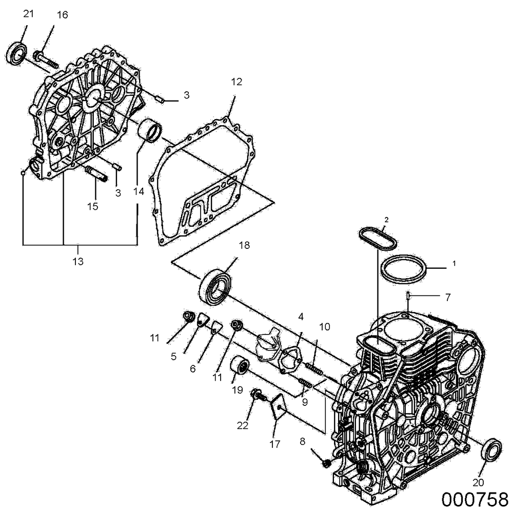 Cylinder Block Diagram and Parts List for 0068640 (9865295 - 9878373)(2015) Generac Generator