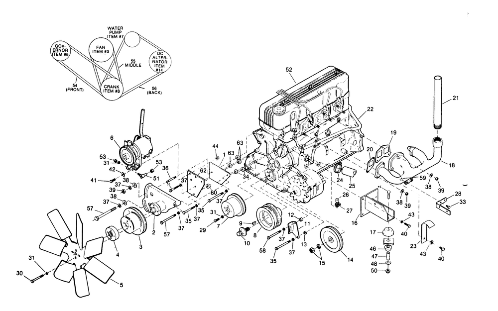 Engine Parts Diagram and Parts List for 1012-A  Generac Welder