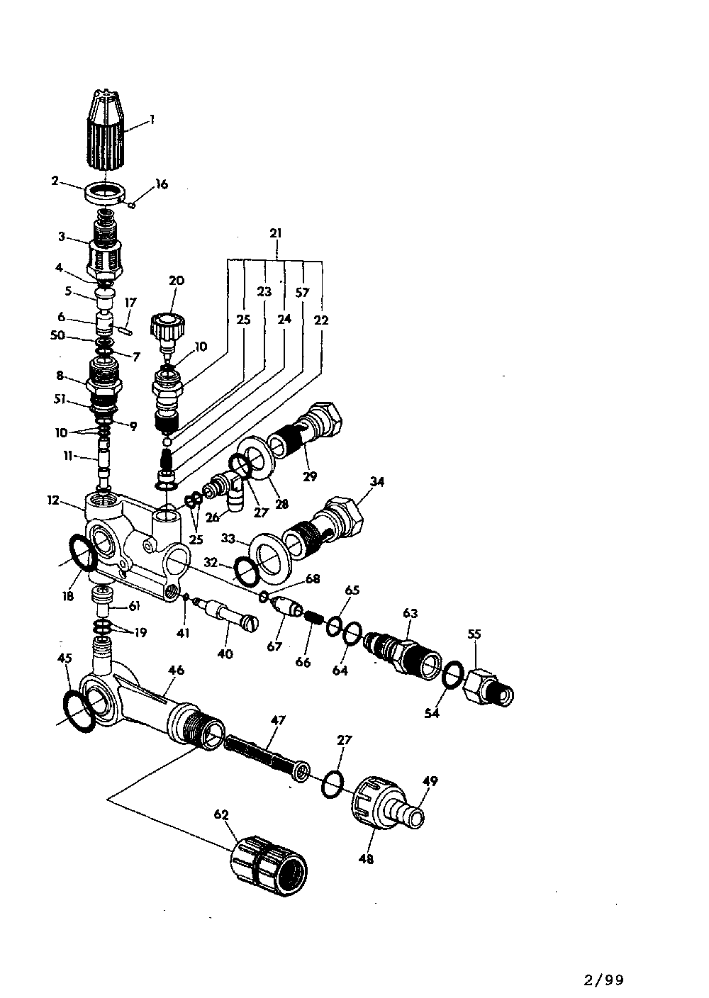 Pump Assembly Diagram and Parts List for 0457-0  Generac Pressure Washer