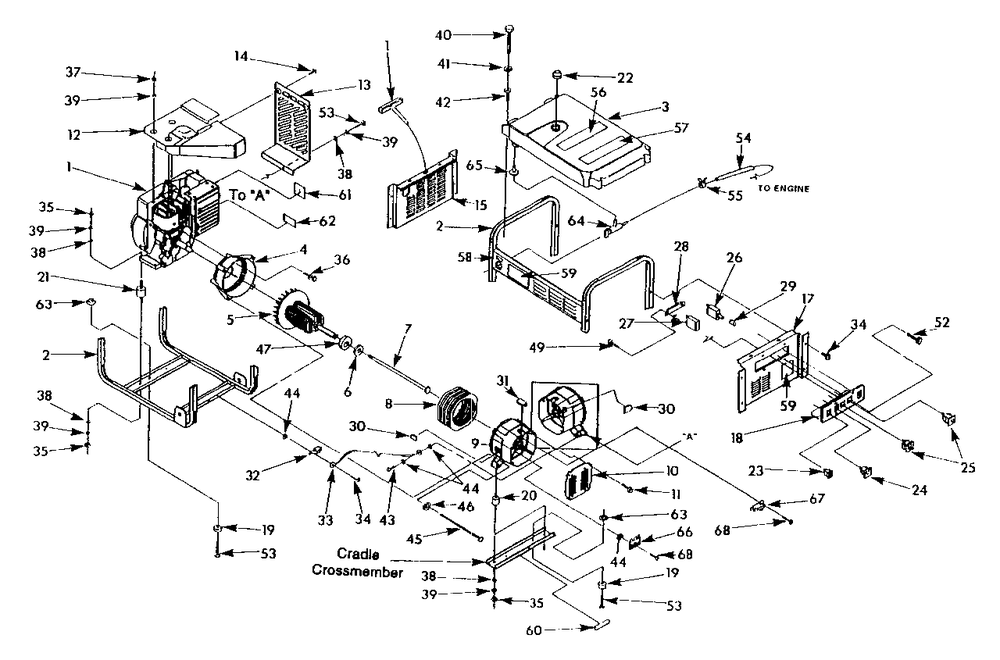 Generator Diagram and Parts List for 1N170 (9864-0)(9864-0) Generac Generator