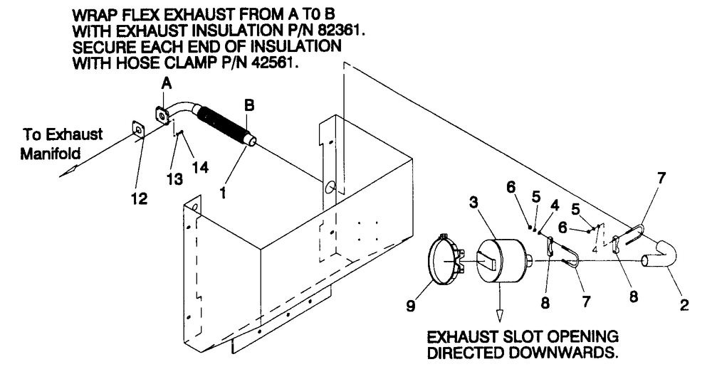 Exhaust Diagram and Parts List for 0965-0 Gr8 Generac Generator