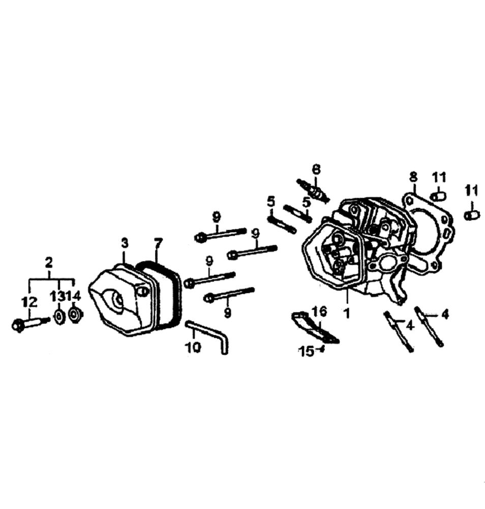 Cylinder Head Diagram and Parts List for GP6500-5940-0  Generac Generator