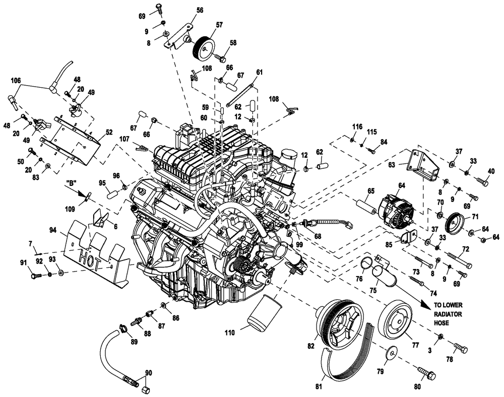 Ev Engine Common Parts 4.2l G3 48kw Diagram and Parts List for QT04842ANAC (5949127 - 6327874)(2011) Generac Generator